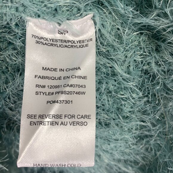 Fuzzy Knit Aqua Blue green Long Sleeve Soft V-Neck Sweater Sz Small by PINK ROSE - Picture 12 of 13